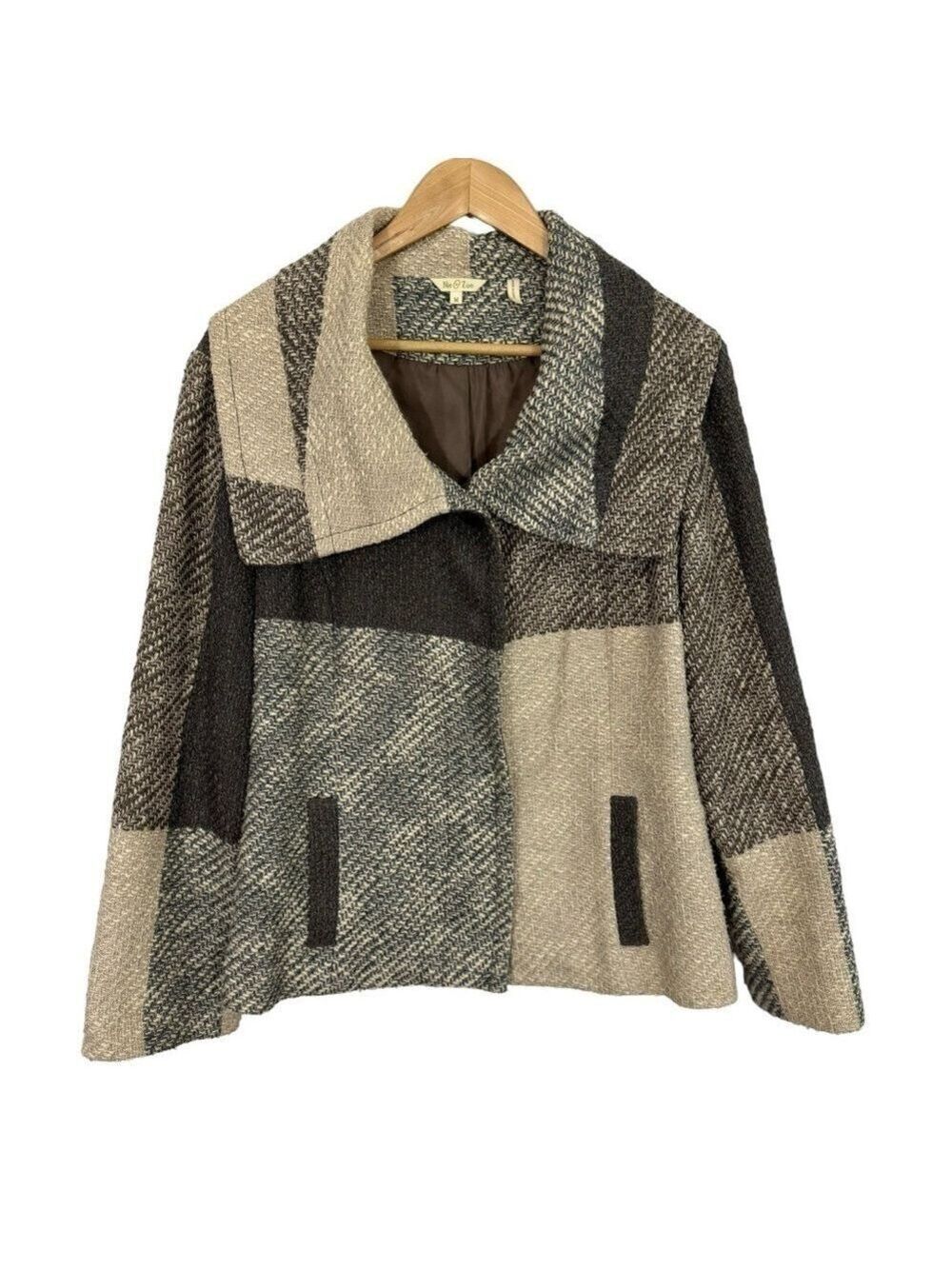 NIC+ZOE Fall Jacket Womens M Neutrals Linen Blend Classy Professional Woven VGUC